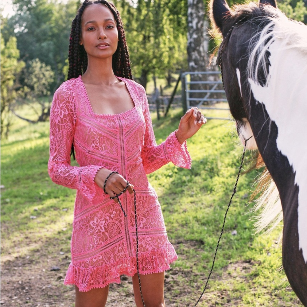 Free People For Love & Lemons Emerie Lace Mini Dress. Size XS. NWT.